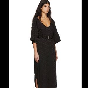 NEW WITH TAGS GANNI Black Naia Acetate Midi Dress 42 reg $425